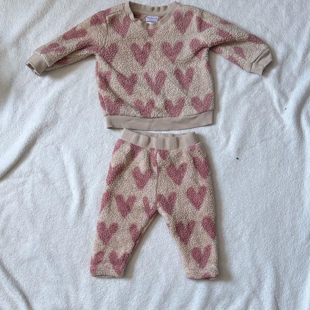 Pink Heart Patterned Baby Outfit